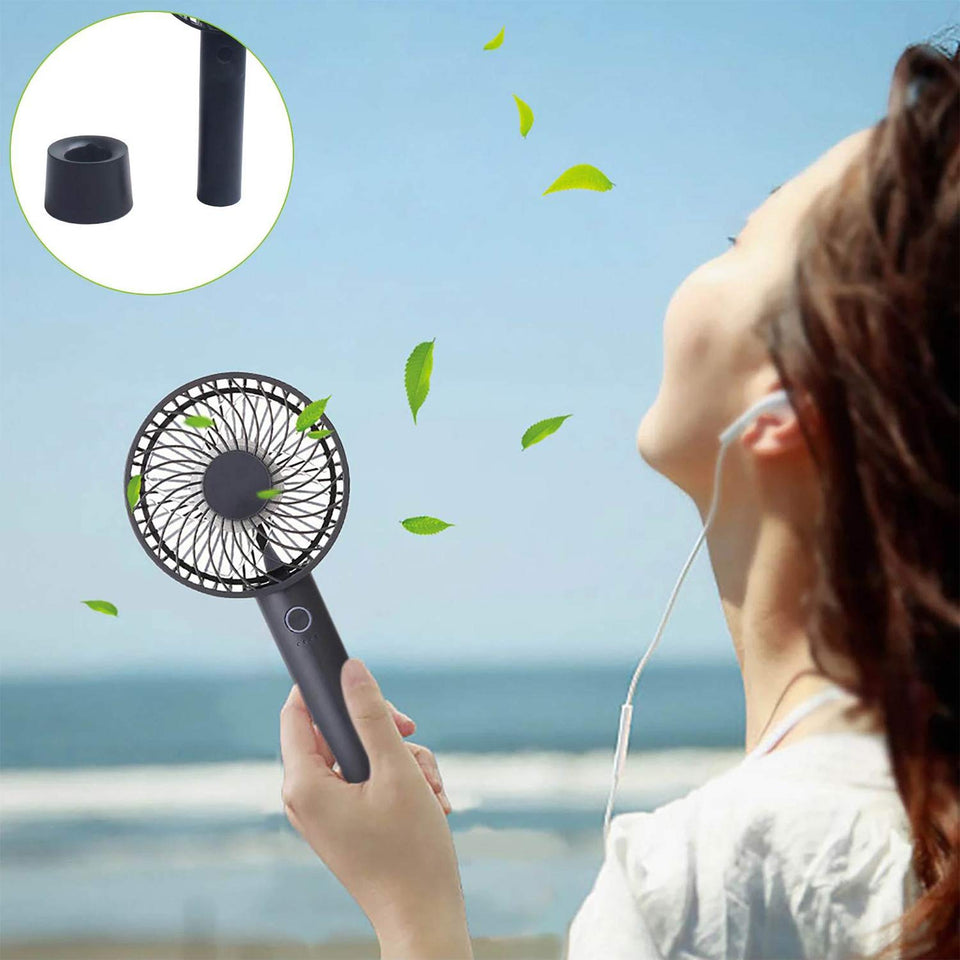 Mini Handheld Portable Fan USB Rechargeable Built-in Battery Operated Summer Cooling Desktop Fan with Standing Holder Handy Base for Home Office Outdoor Travel
