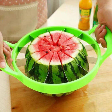 Extra Large Watermelon Cutter Tarbooj Musk Melon Cutter Knife Stainless Steel Practical Kitchen Tools Fruit Cutting Slicer with Comfort Silicone Handle