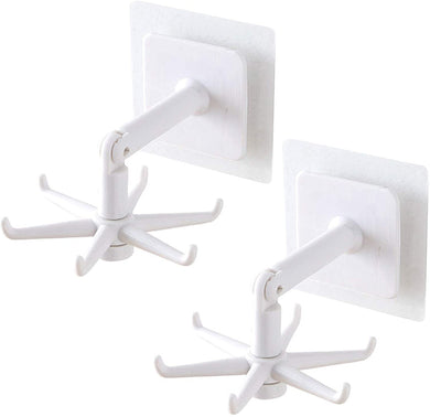 Set of 2 Folding Hook Self-Adhesive Waterproof 360° Rotating Wall Mounted Hook No drill Multipurpose