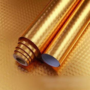 Kitchen Waterproof Self-Adhesive Anti-Mold , Golden foil for Wall and Aluminum Foil Paper Sticker Roll for Kitchen Wall, Drawers (Golden) (40 x 200 cm)