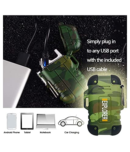 Waterproof Flameless Electric Lighter-Dual Arc Plasma Beam Lighter-USB Rechargeable-Windproof- Ideal Lighter for Indoor and Outdoor Activities