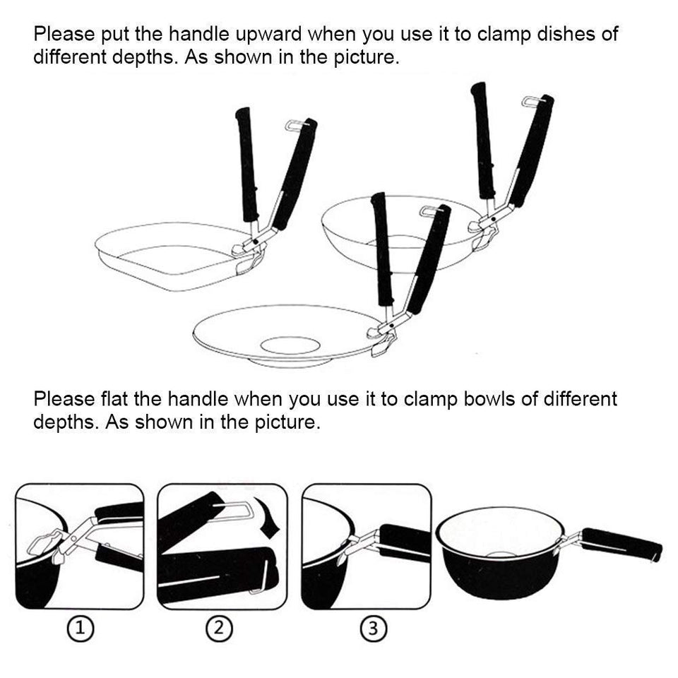Multipurpose Bowl Plate Hot Pot Utensils Safe Handling Gripper Pakkad Retriever Lifter Holder Handle Tongs Sansi with Clamp Clip handle