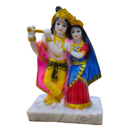 Radha Krishna Idol Big Handcrafted Handmade Marble Dust Polyresin - 15 x 21 cm perfect for Home, Office, Gifting RKC-2