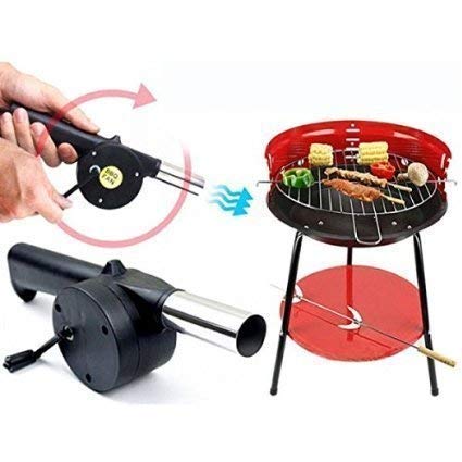Outdoor Cooking Portable Hand Crank Powered Barbecue BBQ Fan Air Blower Fan for Charcoal Grill BBQ Campfire Fireplace