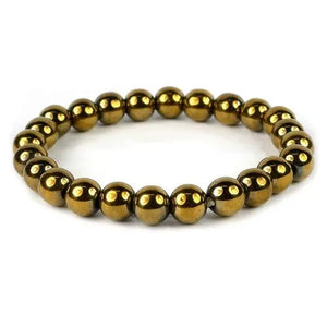 Golden Pyrite Stone Bracelet Natural Gemstone Chakra Bracelet Reiki Healing Jewelry for Men & Women, Bead Size 8 mm
