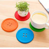 Shirt Button Shaped Household Round Silicone Button Shape colorful Coasters Tea Coffee Cup, Water Glass Holder Matte - 5 Pcs