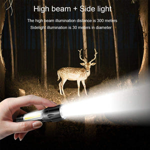 Metal Flashlight Rechargeable Torch with Built in Battery + Desk Lamp with Carry Box Focus Zoom Torch Light with 3 Modes Adjustable for Emergency, Camping etc.