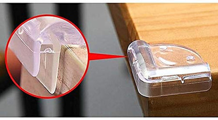 Baby Safety Furniture Corner Edge Guard | Silicon, Double Layer, L Shape (Transparent)