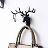 Deer Head Hanging Hook, Self Adhesive Wall Door Hook Hanger Bag Keys Sticky Holder No Drill Wall Mount (Black), Plastic, Pack of 1 ( 18.5 cm x 16.5 cm )