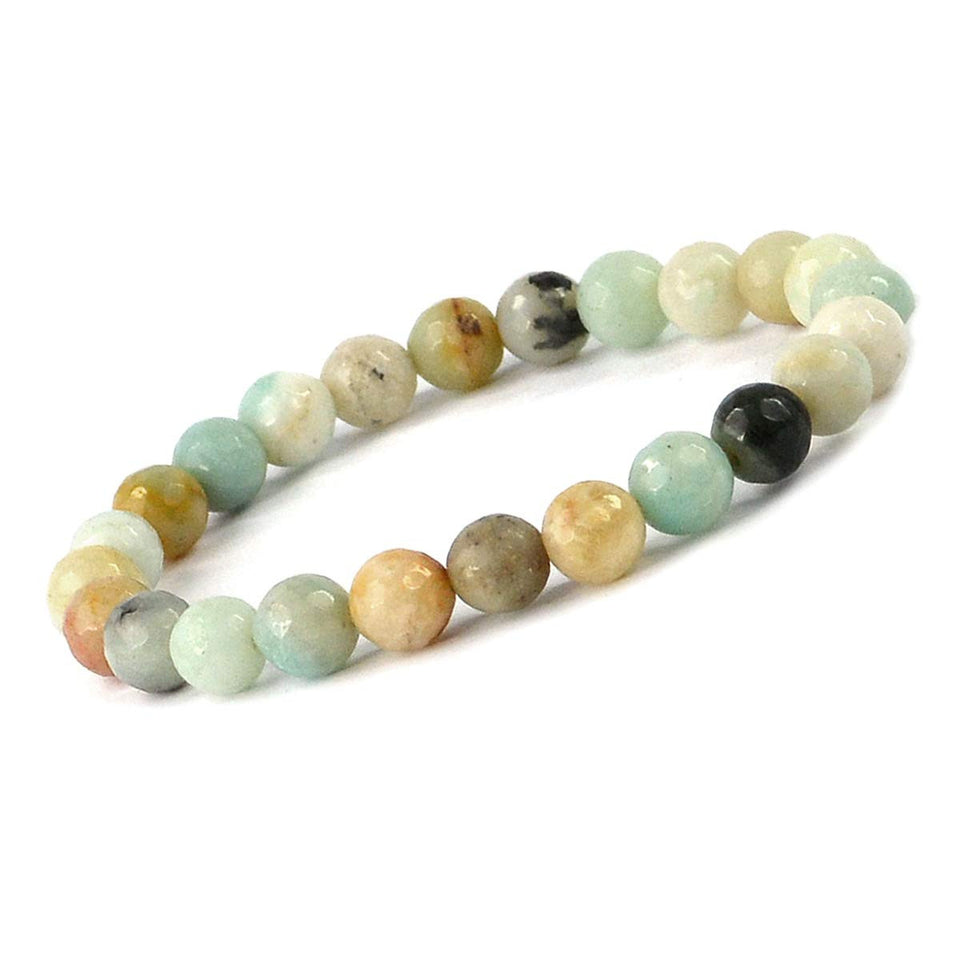 KITREE NATURAL AMAZONITE CRYSTAL BRACELET REIKI HEALING FENG -SHUI 8MM  ROUND FOR MENS AND WOMENS (COLOR