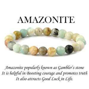 Natural Amazonite Bracelet 6 mm Crystal Stone Bracelet Round Beads for Reiki and Crystal Healing Fengshui Gemstone