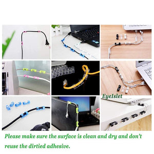 Self Adhesive 20 Cable Clips Organizer Drop Wire Holder Cord Management System Round Plastic Cable Cord Management Clips for TV, Home, Office, Wall, Cubicle, Desk, car