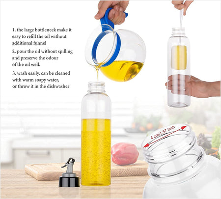 Food-Grade Plastic 1000 ml Oil Dispenser for Cooking, Easy Flow Oil and Vinegar Bottle, Oil Pourer, Liquid Dispenser, Transparent, Unbreakable