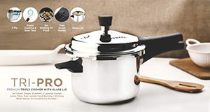 Stainless Steel Tri-Pro Triply Pressure Cooker with Additional Glass Lid, 2 Liters, Silver