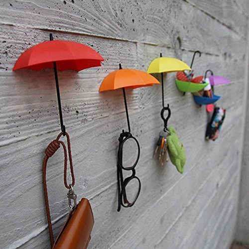Umbrella Shape Decorative Key Holder Wall Mounted Hooks (3 pcs)