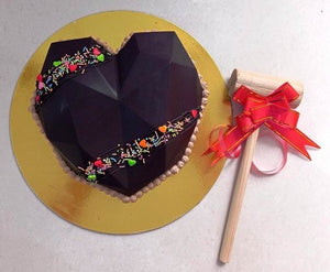 Pinata 3D Diamond Heart Shape Chocolate/Cake Mold with Hammer, Pinata Cake Mould, Chocolate Shaping Tool, Flexible Silicone Mould