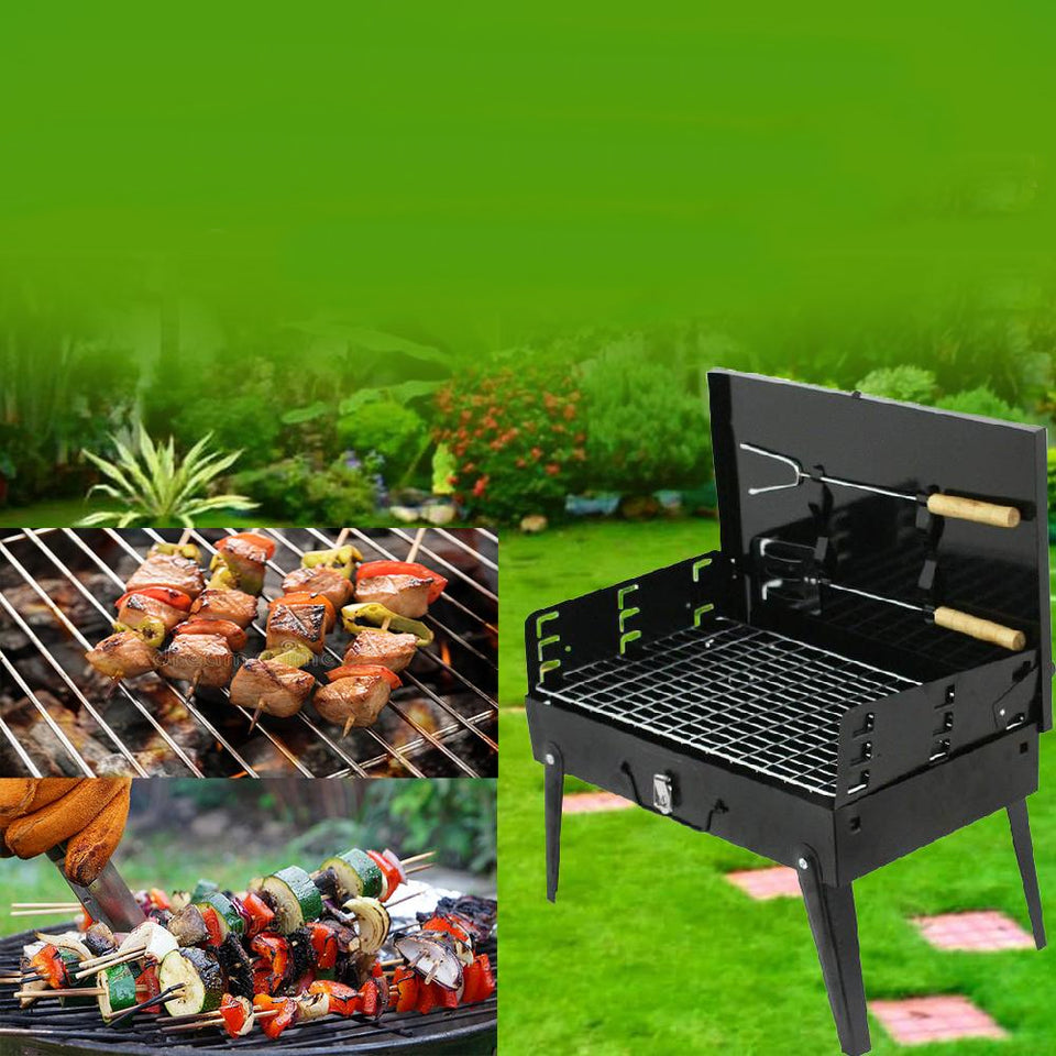 Foldable Briefcase Style Charcoal Barbecue and Tandoor Grill Barbeque Stand Fold and Go for Outdoor Picnic Camping and Travelling