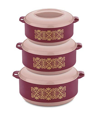 Premium Family Inner Steel Casserole Gift Set of 3, (600, 1000, 1500 ml) Red