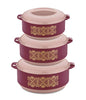 Premium Family Inner Steel Casserole Gift Set of 3, (600, 1000, 1500 ml) Red