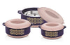 Premium Family Inner Steel Casserole Gift Set of 3, (1000, 1500, 2500 ml) Blue