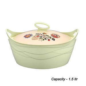 Plastowares Flamingo Plastic Casserole, 1500Ml, Green