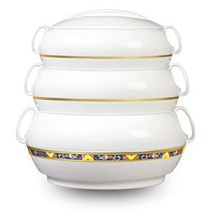 Asian Crown Plastic noble Casserole Set, 3-Pieces, white - halfrate.in