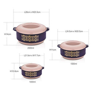 Premium Family Inner Steel Casserole Gift Set of 3, (1000, 1500, 2500 ml) Blue