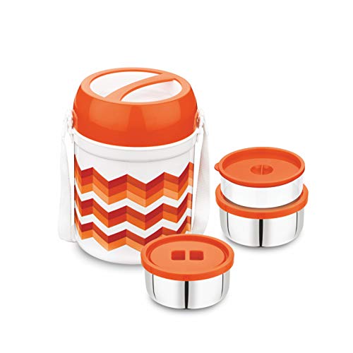 Diet Meal Stainless Steel Lunch Box, Set of 3, Orange