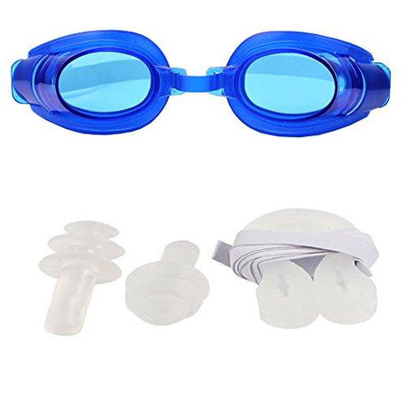Water Sports Swimming Goggles Set with 2 Earplugs & 1 Nose Clip - halfrate.in