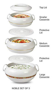 Asian Crown Plastic noble Casserole Set, 3-Pieces, white - halfrate.in