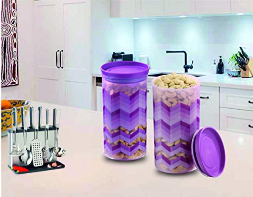 Kitchen Queen Airtight Plastic Storage Containers, 1200Ml, Set of 2, Purple