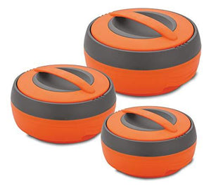 Asian Plastowares Cosmos Plastic Casserole Set, 3-Pieces, Orange - halfrate.in