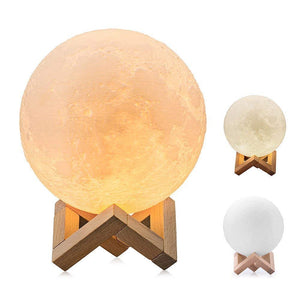 3D Rechargeable 10 cm Moon Lamp with Touch Control Adjust Brightness Moon Light with Stand, 2 Colors Led 3D Print Moon Night