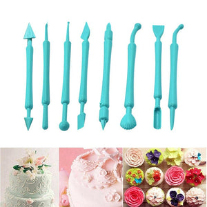 Cake Decor Flower Sugar Craft Modelling Tools Clay Mould 8 Pcs Set with 16 Different Shapes Exclusive Modelling Set for Fondant