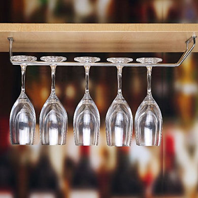 Stainless Steel Single line Glass Rack, Wine glass holder, Upside down glass hanging holder for Kitchen / Bar / Pub