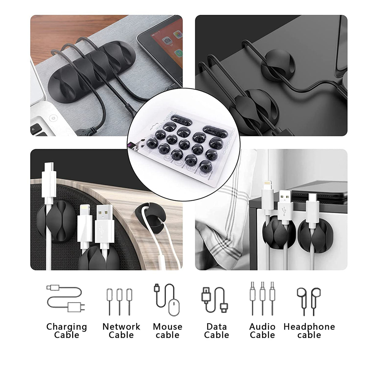 Wire Clips Cable Protector Clips Desktop Cord Organizer, Multipurpose