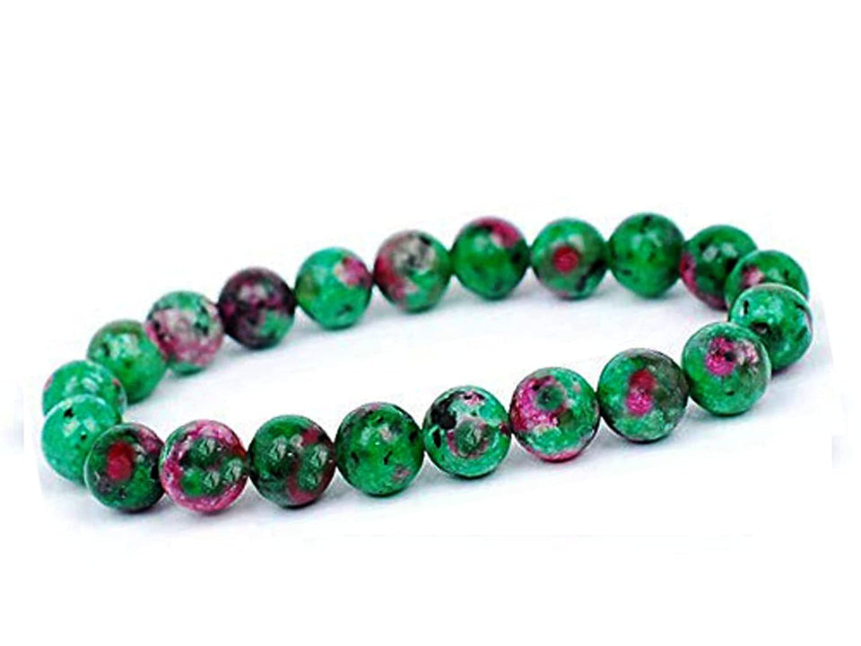 Natural Ruby Zoisite Stone Bracelet 6 mm Beads Lab Stretchable Elastic Bracelet Ruby Zoisite Crystal Gemstone