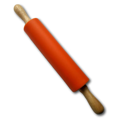 Silicone Rubber Rolling Pin Wooden Handle Non-stick Dough Roller Pizza Pasta Baking 15 inches Kitchen Cooking Tool