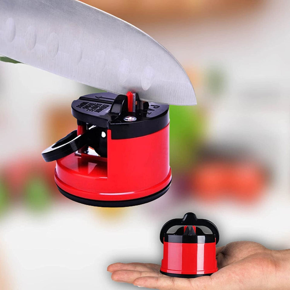 Manual Kitchen Knife Sharpener for Sharpening Stainless Steel | Sharpening Tool for Ceramic Knife and Steel Knives | Mini Knife Sharpener with Suction Base