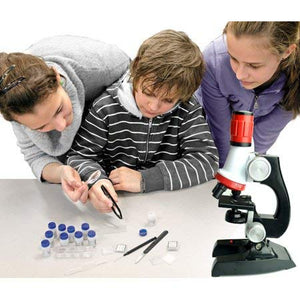 Science Kits with Slides Educational Beginner Microscope Kit with LED 100X 400X and 1200X Magnification for Kids Students