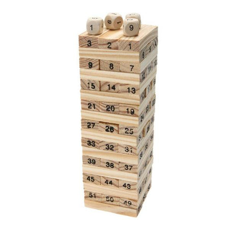 54 PC Wooden Building Blocks, Tumbling Tower, Stacking & Balancing Games, Party Game