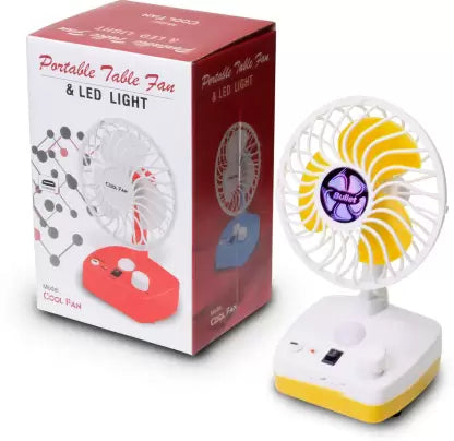 Rechargeable Portable fan with Reading Lamp 2 in 1 table fans for home, Table fans kitchen, home small rechargeable high speed 9 Inch