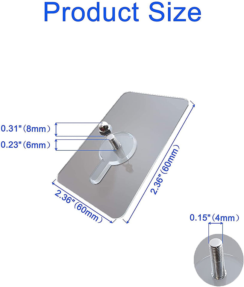No Drill Nail Free Wall Hook Sticker Seamless Screw Adhesive Non-Trace No Drilling for Bathroom Kitchen, Waterproof Transparent Bolt Sticker Hook