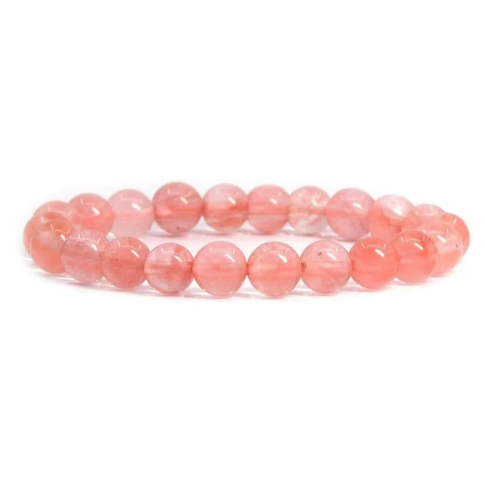 Cherry / Strawberry Quartz Bracelet 6 mm Beads Lab Stretchable Elastic Bracelet Cherry Quartz Crystal Gemstone