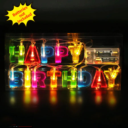 Happy Birthday Lights - 13 LED Letter Battery Operated String Lights Birthday Party Decorations for Indoor Multicolor Color