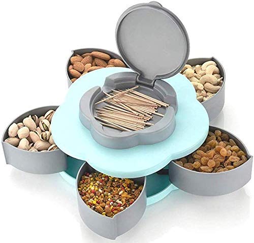 Flower Shape Candy Box Serving Rotating Tray Dry Fruit, Candy, Chocolate, Snacks Storage Box, Masala Box for Home Kitchen