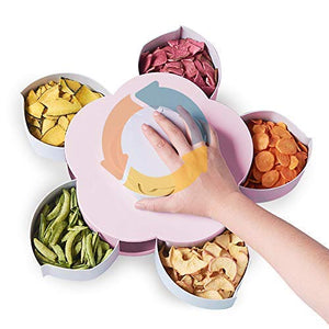 Flower Shape Candy Box Serving Rotating Tray Dry Fruit, Candy, Chocolate, Snacks Storage Box, Masala Box for Home Kitchen