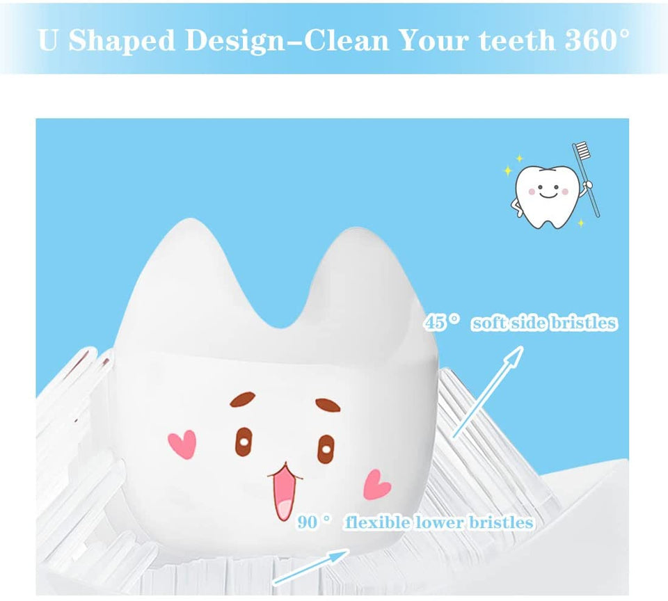 Kids U Shaped Toothbrush with Silicone Bristles Massage Toddler Toothbrush, 360° All-Round Oral Cleaning Tooth Brush U-Shaped Training Toothbrushes for Kids Children's (2-6 Years Old)