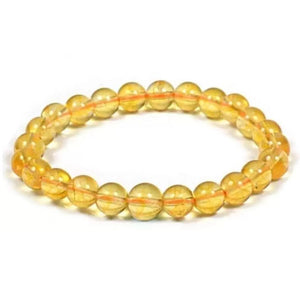 Yellow Quartz Bracelet 8 mm Beads Lab Stretchable Elastic Bracelet Yellow Quartz Crystal Gemstone