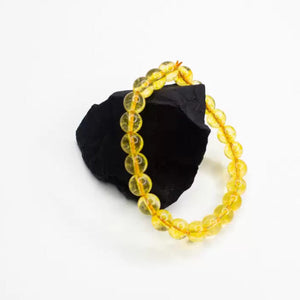 Yellow Quartz Bracelet 6 mm Beads Lab Stretchable Elastic Bracelet Yellow Quartz Crystal Gemstone